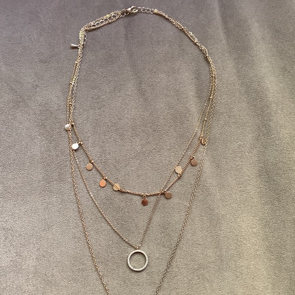 Panacea Gold Pave Circle Gold Disc Layered Lariat Necklace - Picture 4 of 8